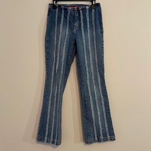 Vintage Zana Di Girls Y2K Denim Fit and Flare Jeans Frayed Stripes Size …